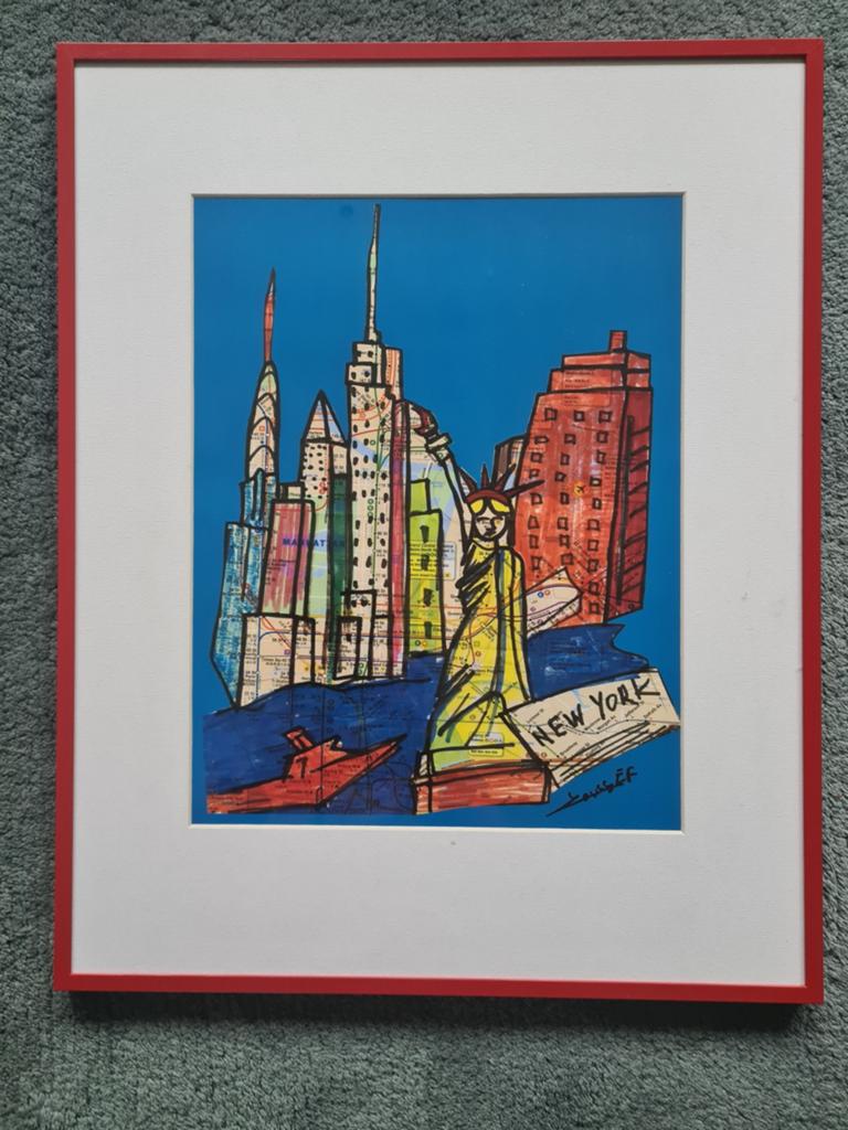 Een poster met een abstracte weergave van New York, Ophalen