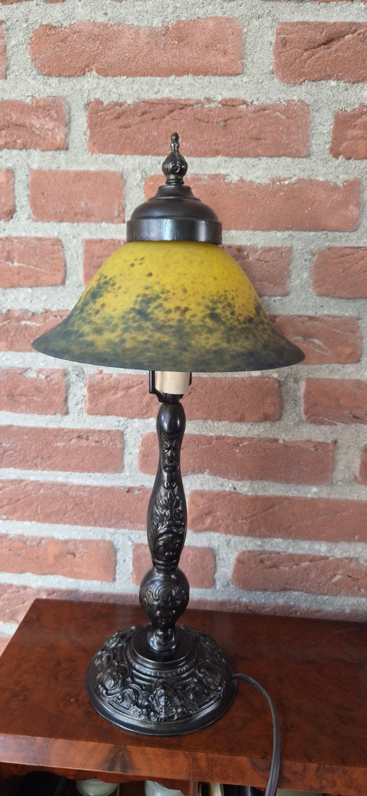 Vintage Franse Paddenstoellamp - Art de France-Glaspasta, Antiek en Kunst, Ophalen of Verzenden