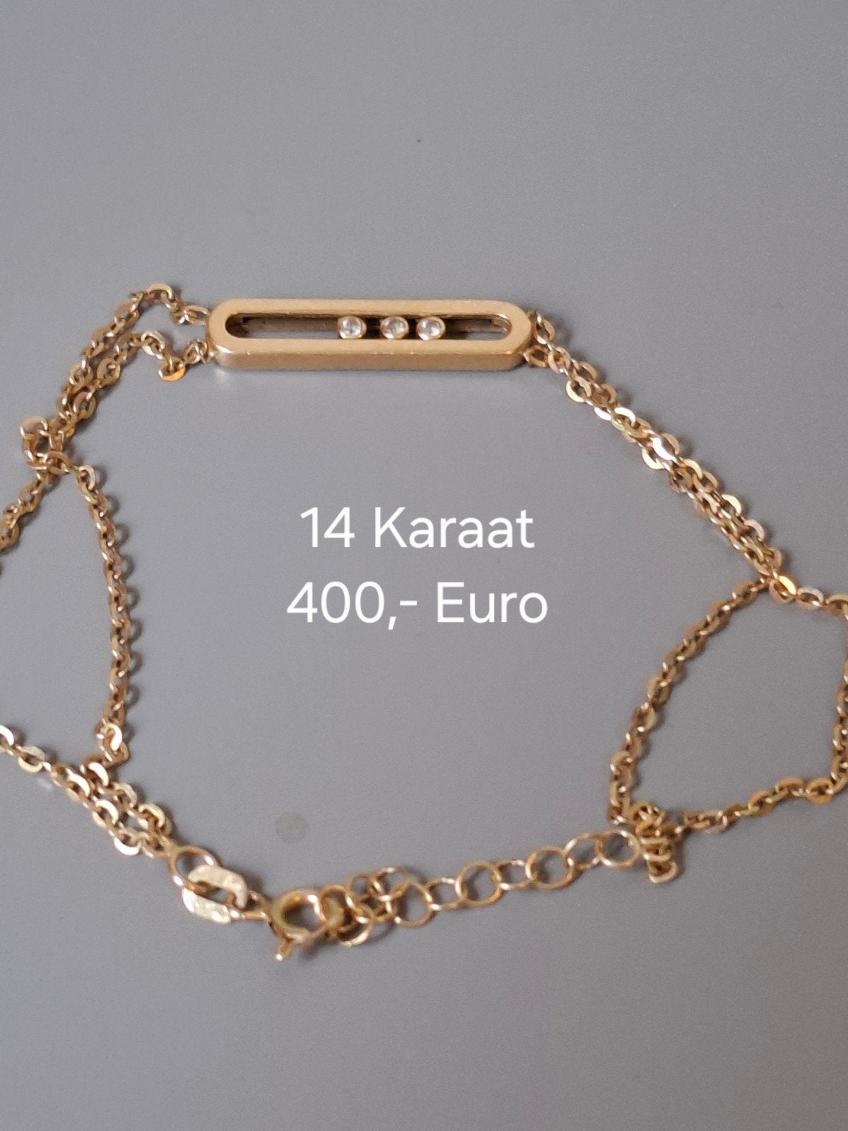 gouden armband 14 karaat met diamanten, Verzenden, Zo goed als nieuw, Goud