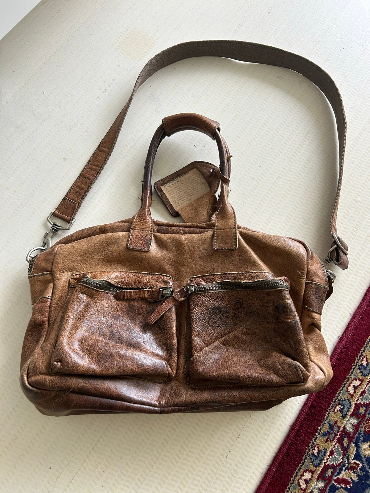 Cowboysbag Leren Handtas/Schoudertas - Vintage Bruin, Ophalen, Gebruikt, Bruin, Handtas