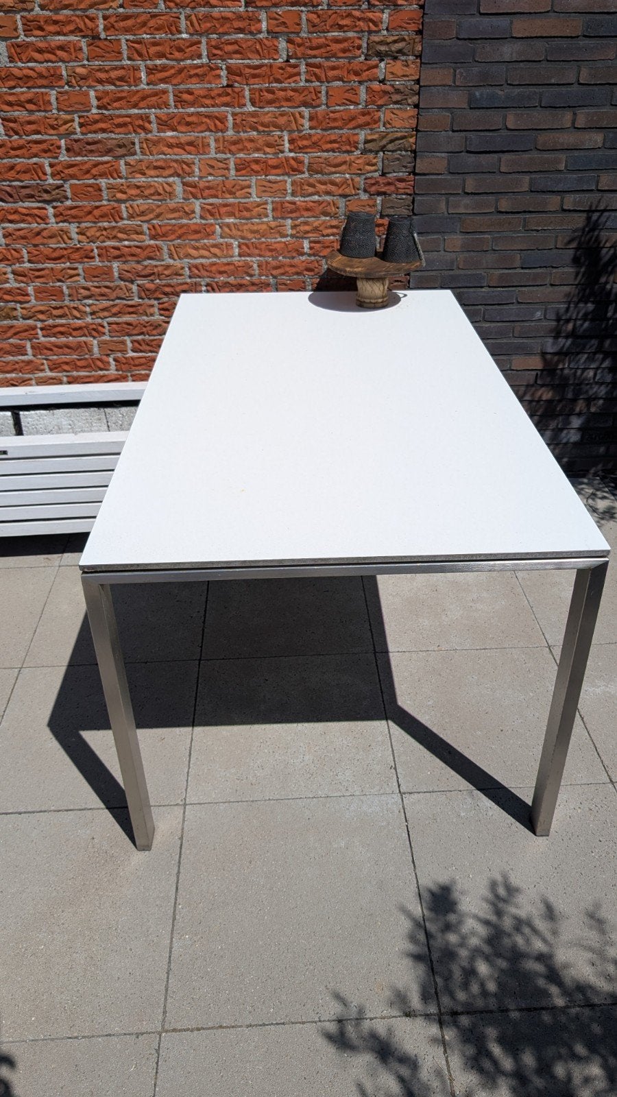 Mooie tuintafel met trespa blad, Tuin en Terras, Tuintafels, Ophalen, Rechthoekig, Rvs