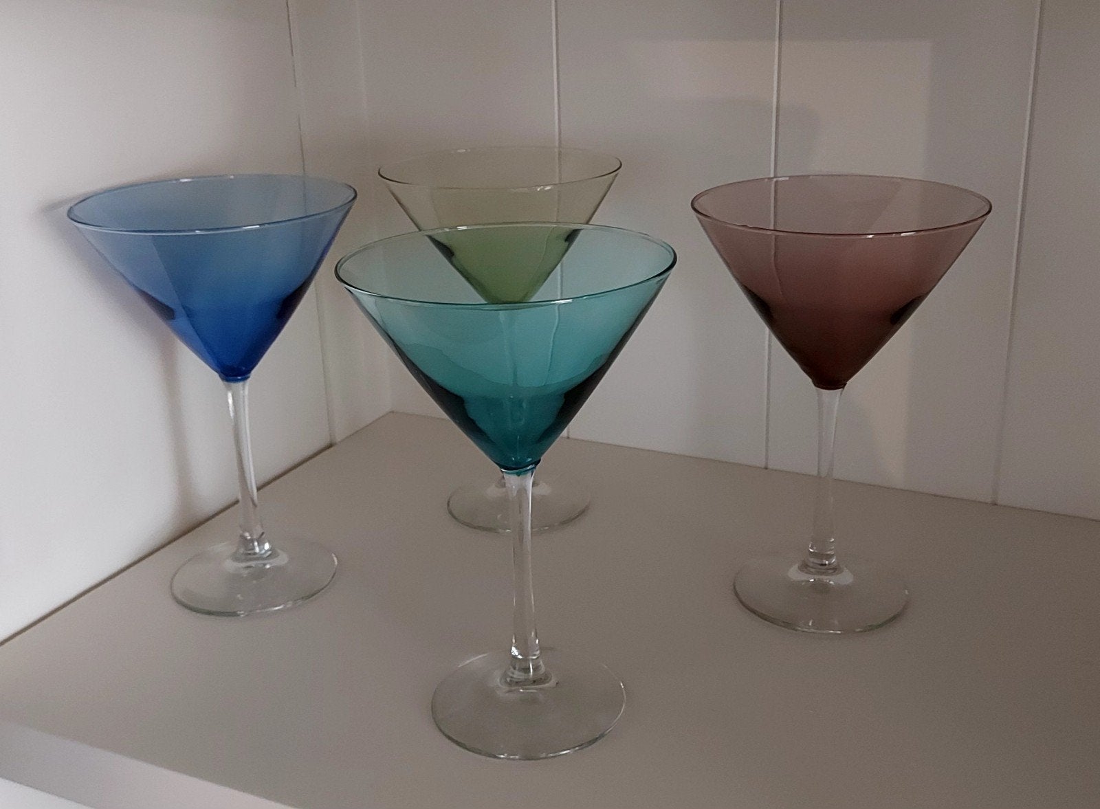 4 Prachtige Vintage cocktailglazen  Martiniglazen, Antiek en Kunst, Antiek | Glas en Kristal, Ophalen