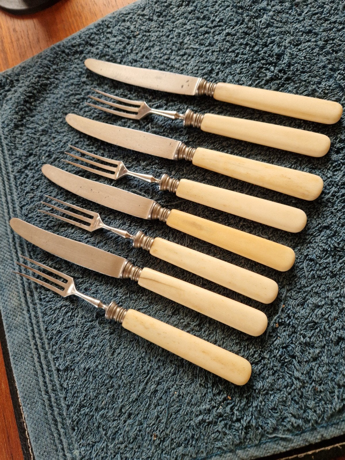 vintage Set Art-Deco Dessertbestek 4x Vorkjes 4x Mesjes, Ophalen of Verzenden