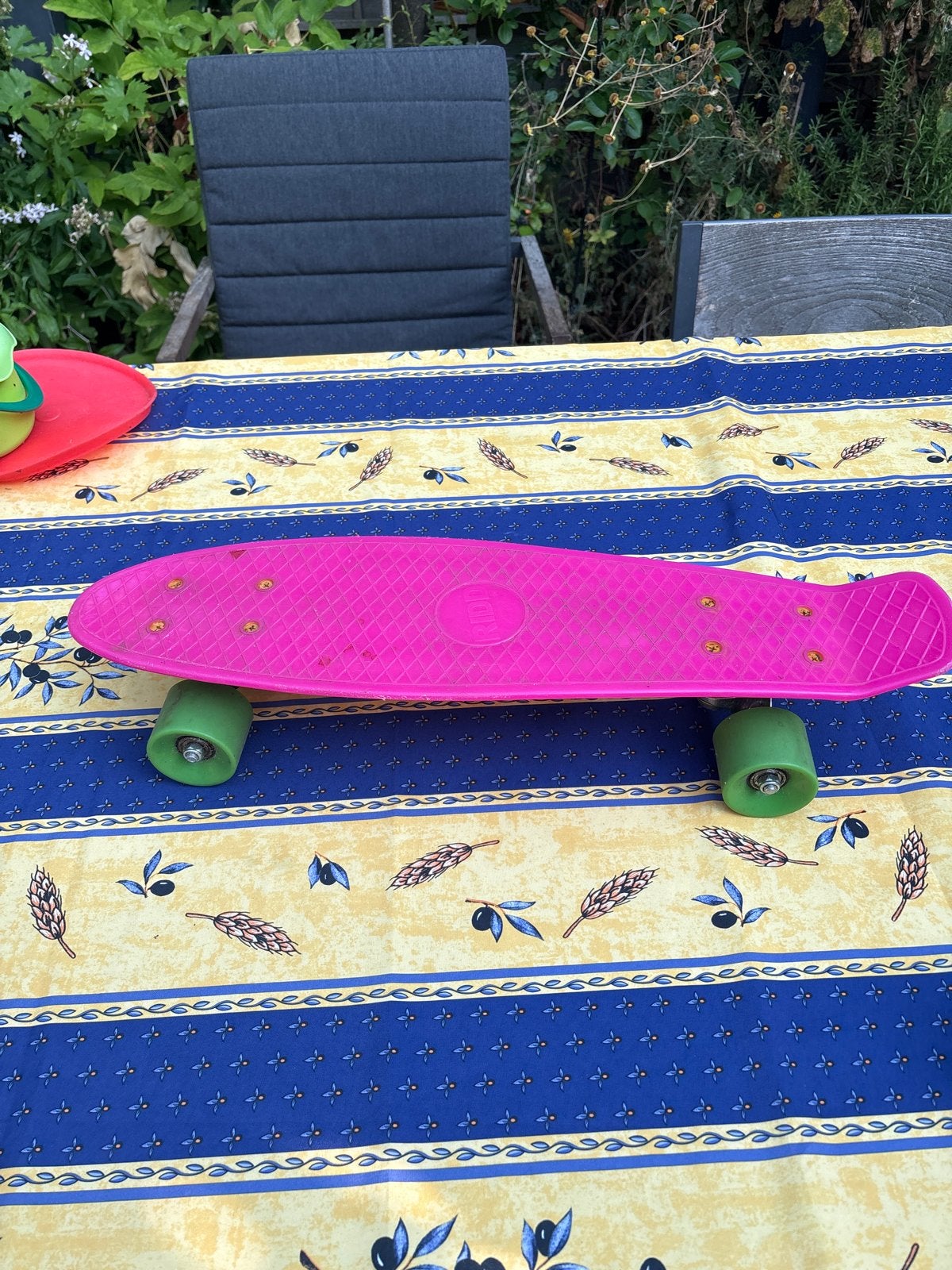 Roze Penny Skateboard met Groene Wielen, Ophalen, Gebruikt, Skateboard
