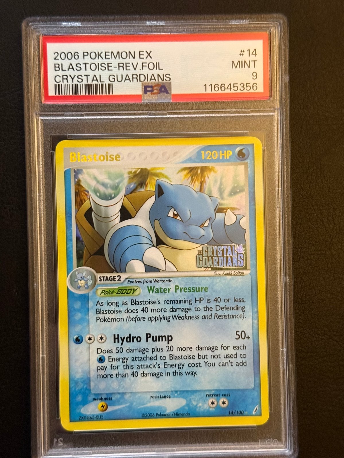 Blastoise ex Crystal Guardians Reverse Holo PSA 9, Ophalen of Verzenden, Zo goed als nieuw, Foil