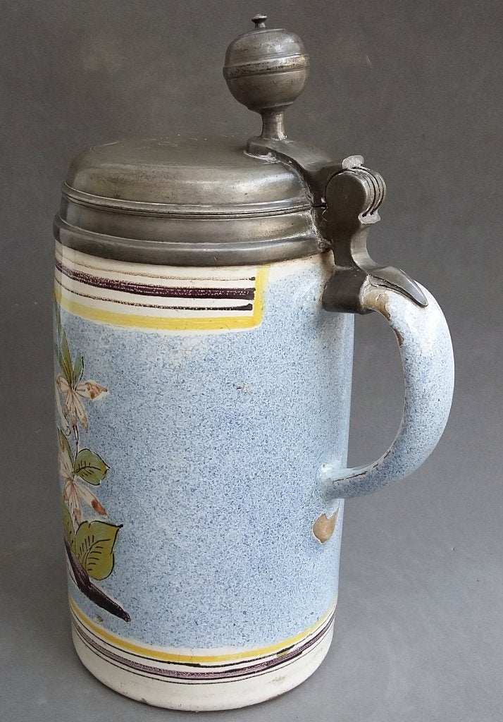 Omstreeks 1725 - 1775 GROTE Faience Bierpint Pint Walzenkrug, Ophalen of Verzenden