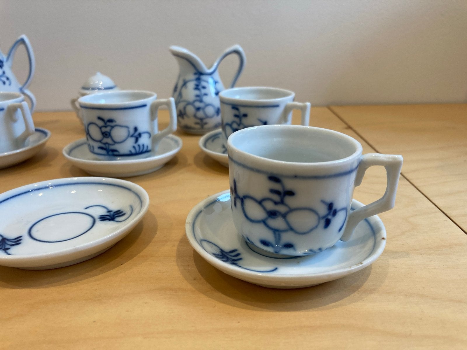 Antiek Delfts Blauw Miniatuur Theeservies - 14-delig, Ophalen of Verzenden