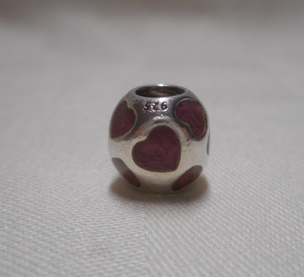 Zilveren Pandora bedel met hartjes nr.562, Sieraden, Tassen en Uiterlijk, Bedels, Verzenden, Pandora, Zo goed als nieuw, 1 bedel