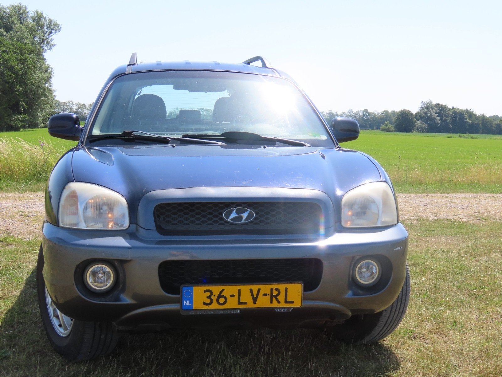 Hyundai Santa Fe 2.4 I 16V 4WD 2003 Blauw, 145 pk, Santa Fe, Beige, 4 cilinders
