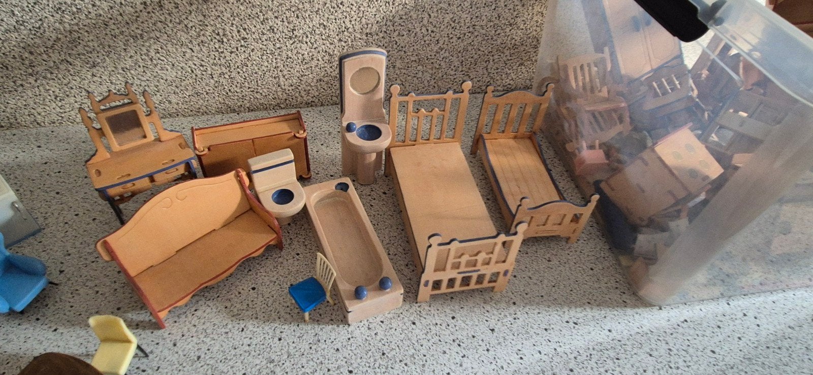 Grote set vintage poppenhuismeubels, Ophalen of Verzenden, Gebruikt, Toebehoren