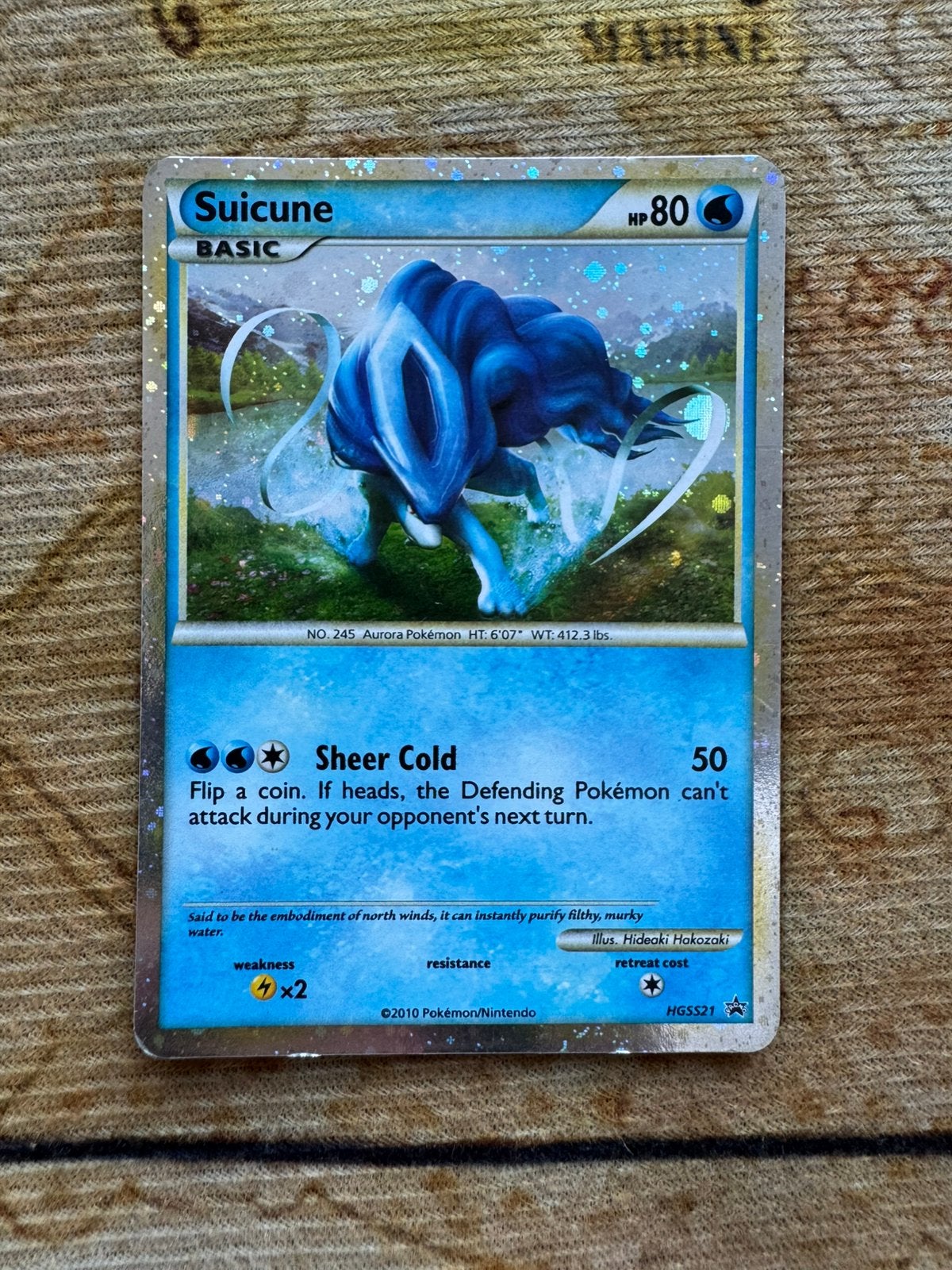 Suicune HGSS21, Ophalen of Verzenden, Zo goed als nieuw, Losse kaart, Foil
