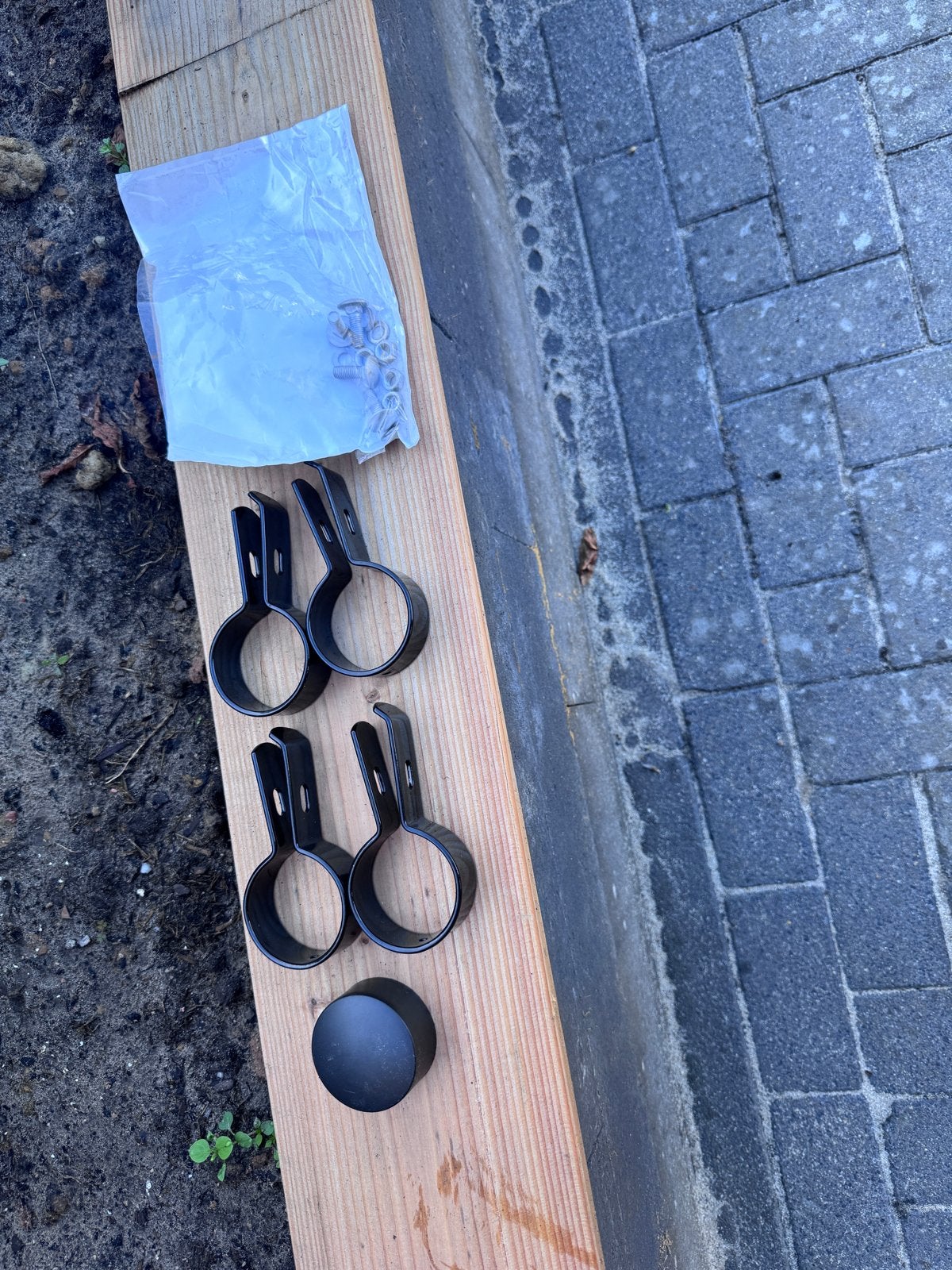 Staander dubbelstaafshekwerk zwart, Ophalen of Verzenden, Gebruikt