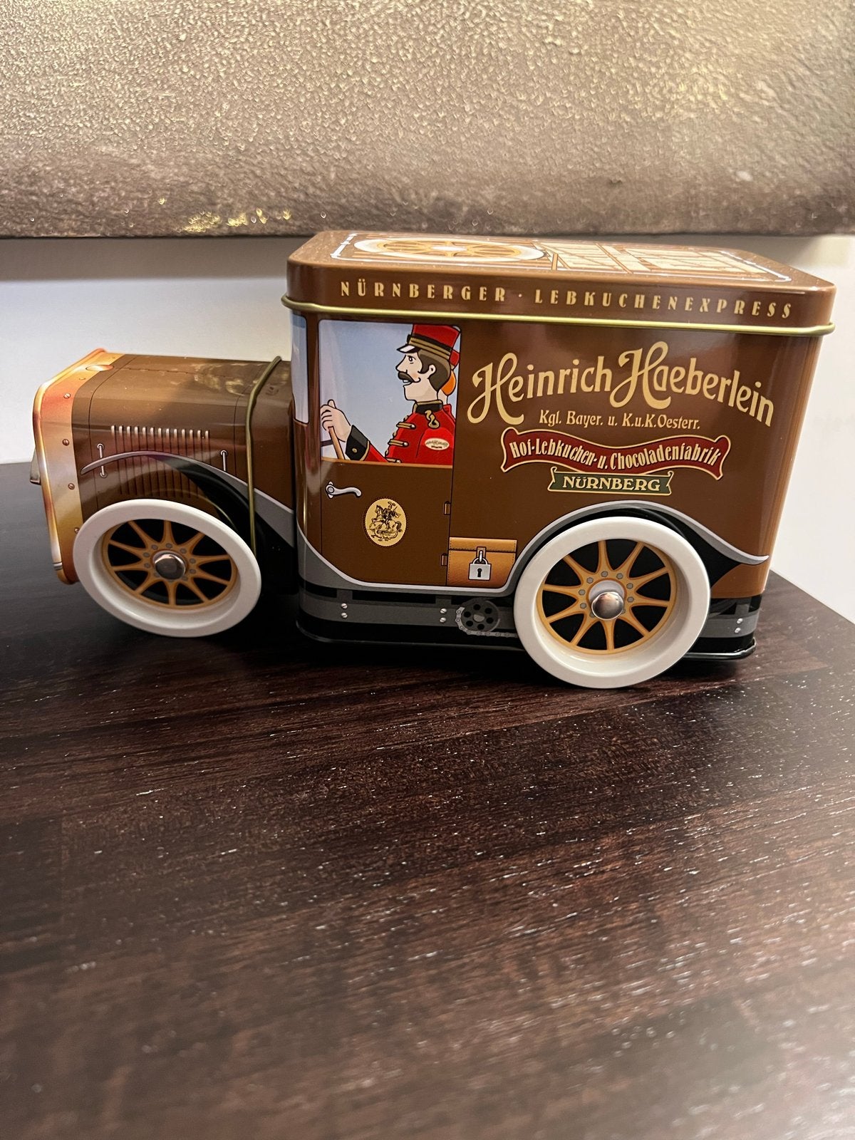 Vintage Heinrich Haeberlein Lebkuchen Express blikken bus, Ophalen of Verzenden, Zo goed als nieuw, Koek(jes), Overige merken