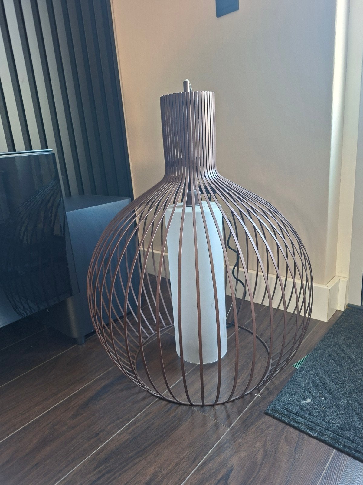 Metalen Eettafellamp met Melkglas, Ophalen, Zo goed als nieuw, Glas, Modern, Industrieel