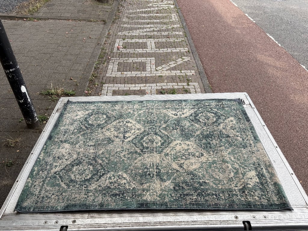 Vloerkleed groen/beige (133 x 195 cm), Ophalen, 100 tot 150 cm, Product.safety@inter.ikea.com, Laagpolig