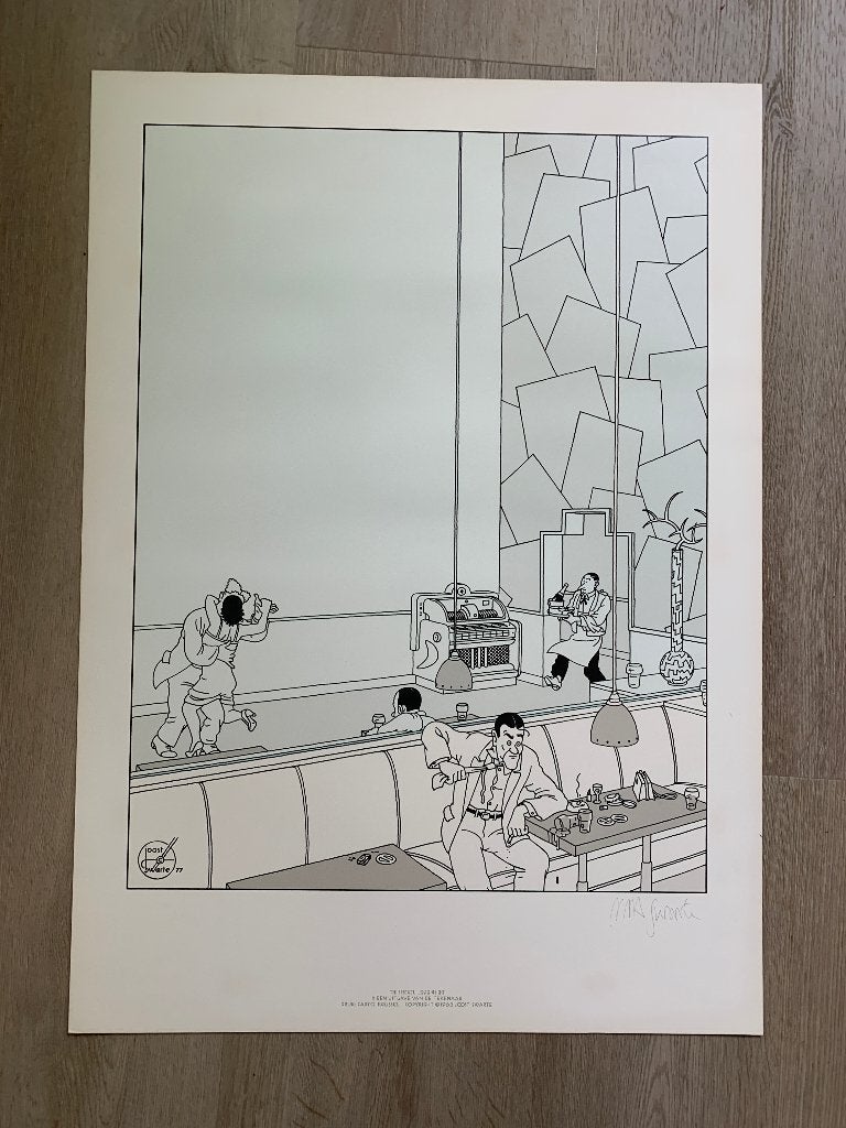 tweekleuren zeefdruk van 'de Spiegel' door Joost Swarte, Antiek en Kunst, Ophalen, Gesigneerd, Portret en Figuren, Zeefdruk