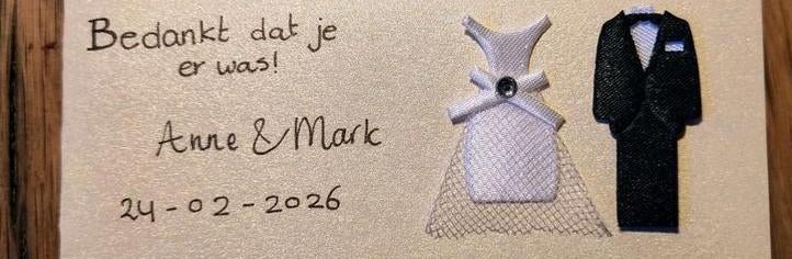 Decoratie bedankje trouwen of uitnodiging, Ophalen of Verzenden, Nieuw