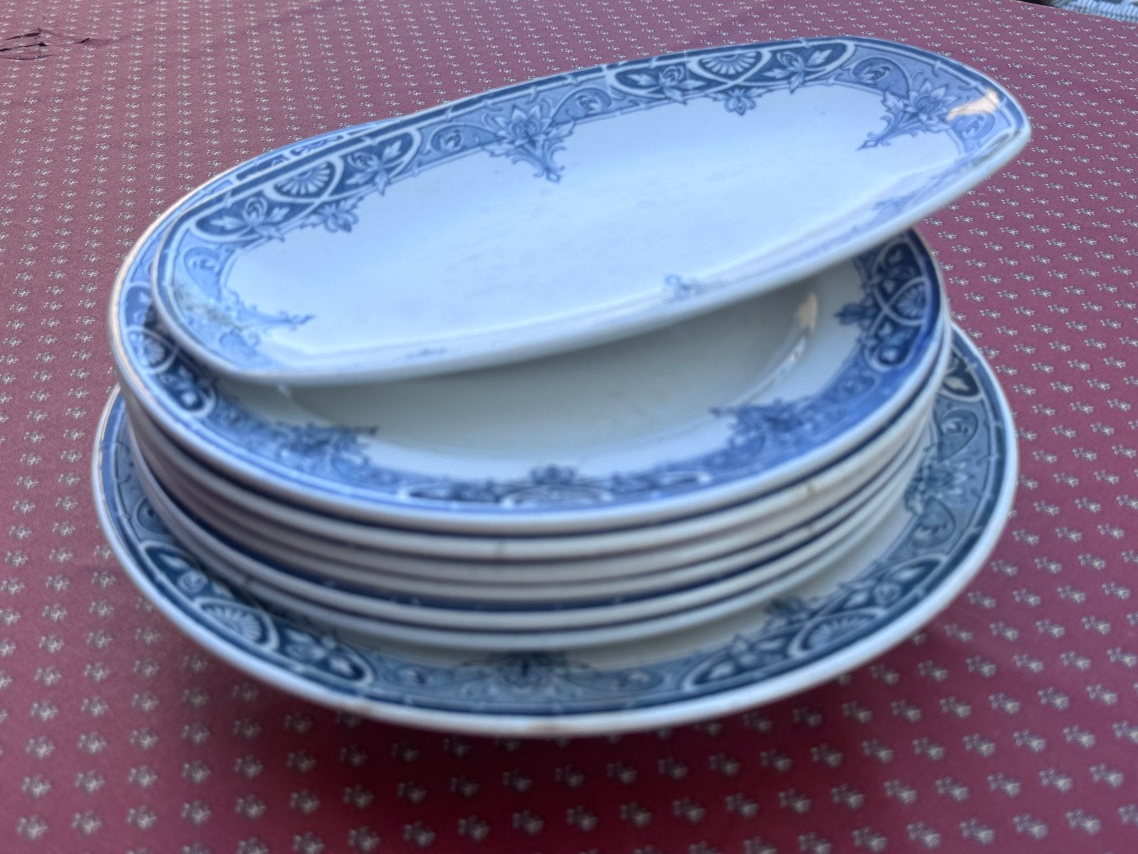 Antiek servies met decor Atlantic  - Blauw uit Frankrijk, Ophalen of Verzenden