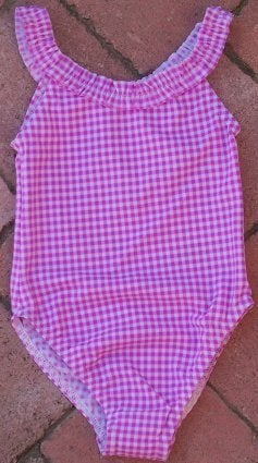Maat 80 Roze/wit geruit badpak NIEUW (3979) a, Meisje, Nieuw, Ophalen of Verzenden, Pakje