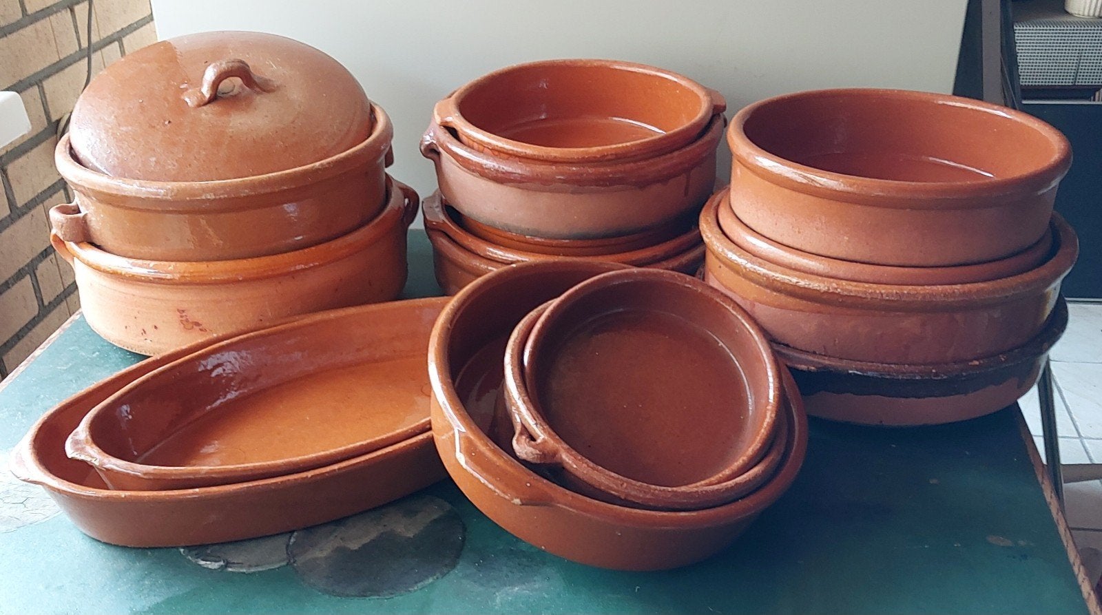 16 Spaanse Terracotta ovenschalen in diverse maten, Ophalen, Gebruikt, Schaal, Ovaal
