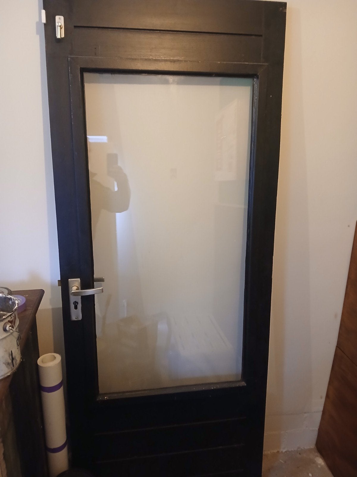 hardhouten deur met dubbelglas, Ophalen, Gebruikt, 80 tot 100 cm, Buitendeur