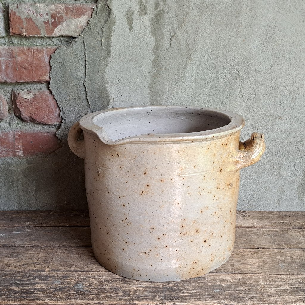 Oude brocante grespot pot met tuit en 2 oren *Etage3*, Gebruikt, ., Ophalen of Verzenden, .