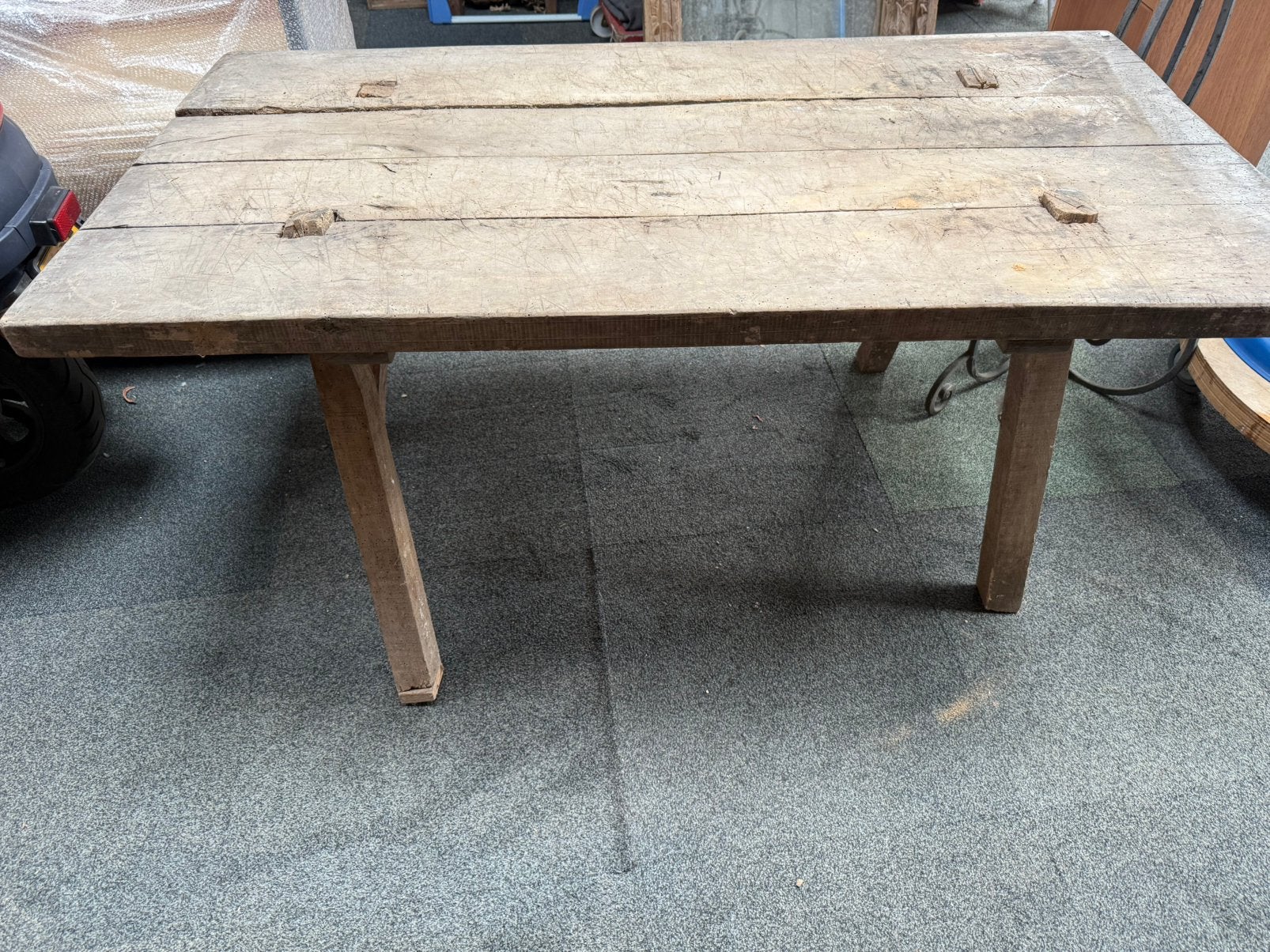 Landelijke stijl houten salontafel blad, sober, Ophalen, Gebruikt, 100 tot 150 cm, 50 tot 100 cm