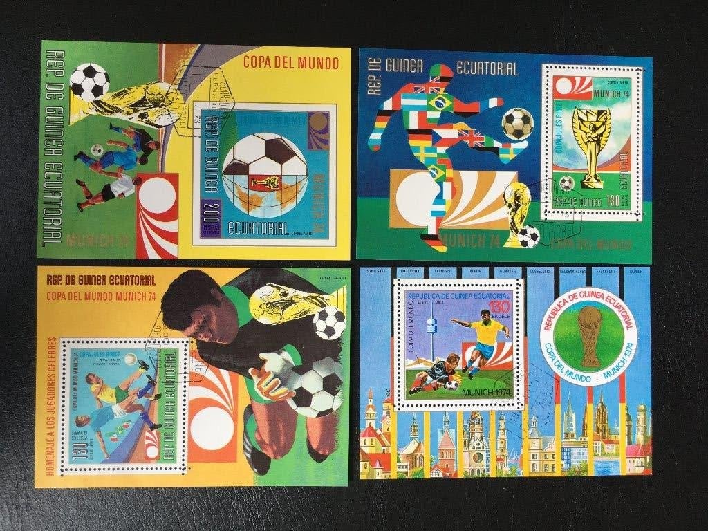 958f WK-Voetbal 1974 - 4x Guinea Ecuatorial PF Afgestempeld, Ophalen of Verzenden, Postfris, Sport