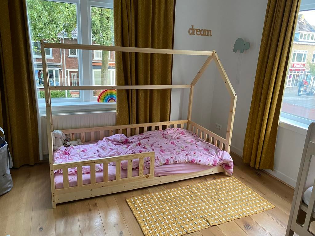 Kinderbed huisje 90 x 190, Kinderen en Baby's, Kinderkamer | Bedden, Ophalen, 85 tot 100 cm, Gebruikt, Lattenbodem