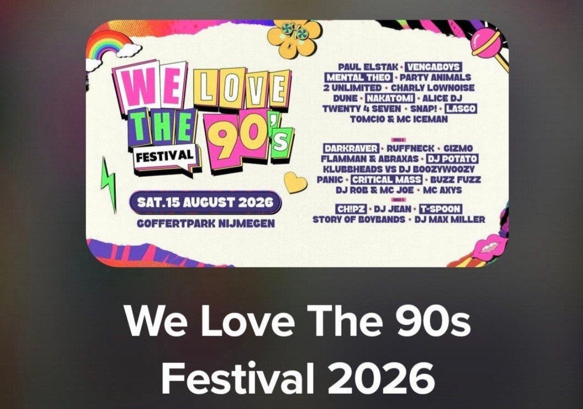 Parkeerticket gezocht We love the 90s, Tickets en Kaartjes, Evenementen en Festivals, Eén persoon
