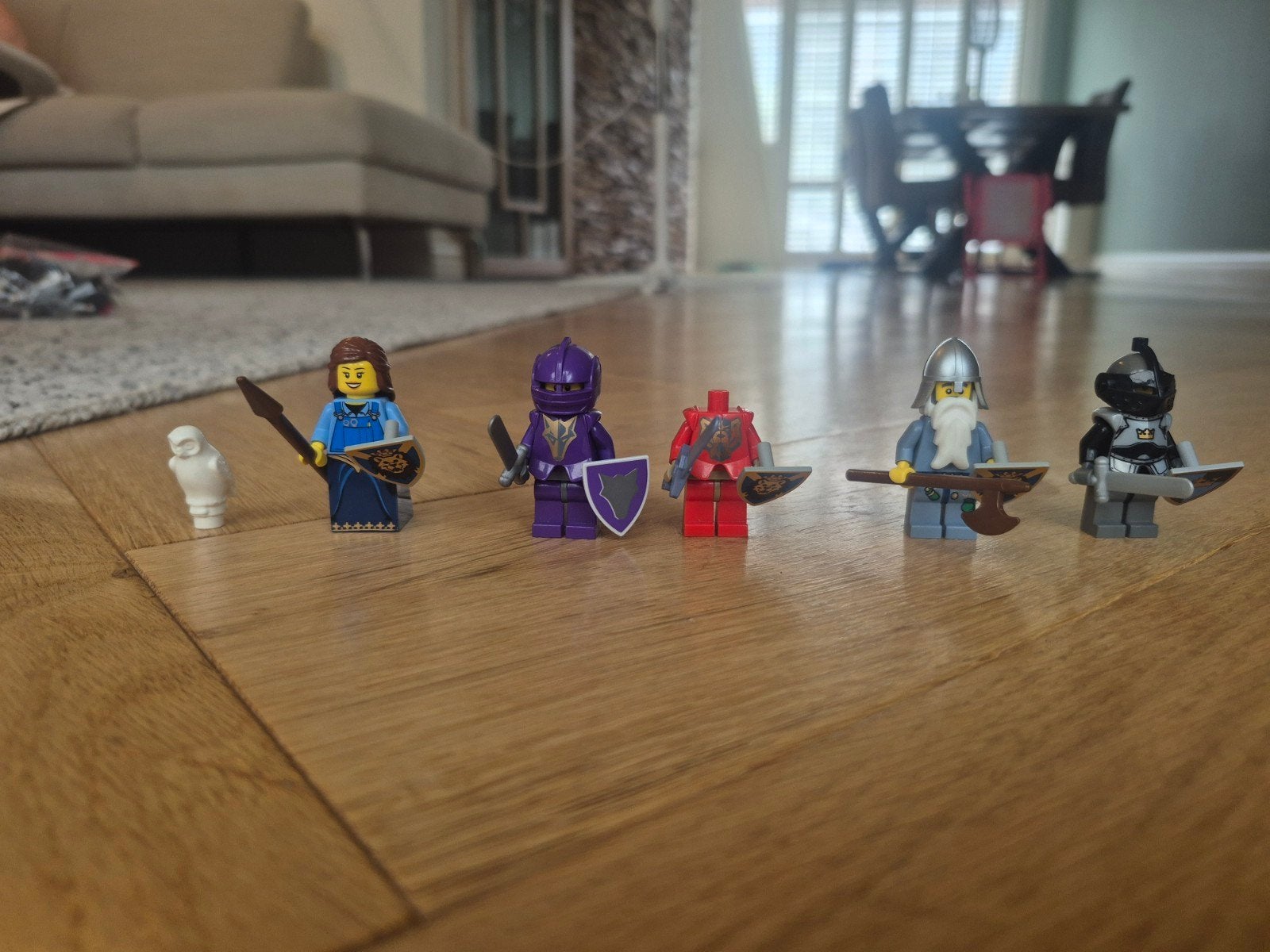 5 LEGO kasteel poppetjes + witte uil, Ophalen of Verzenden