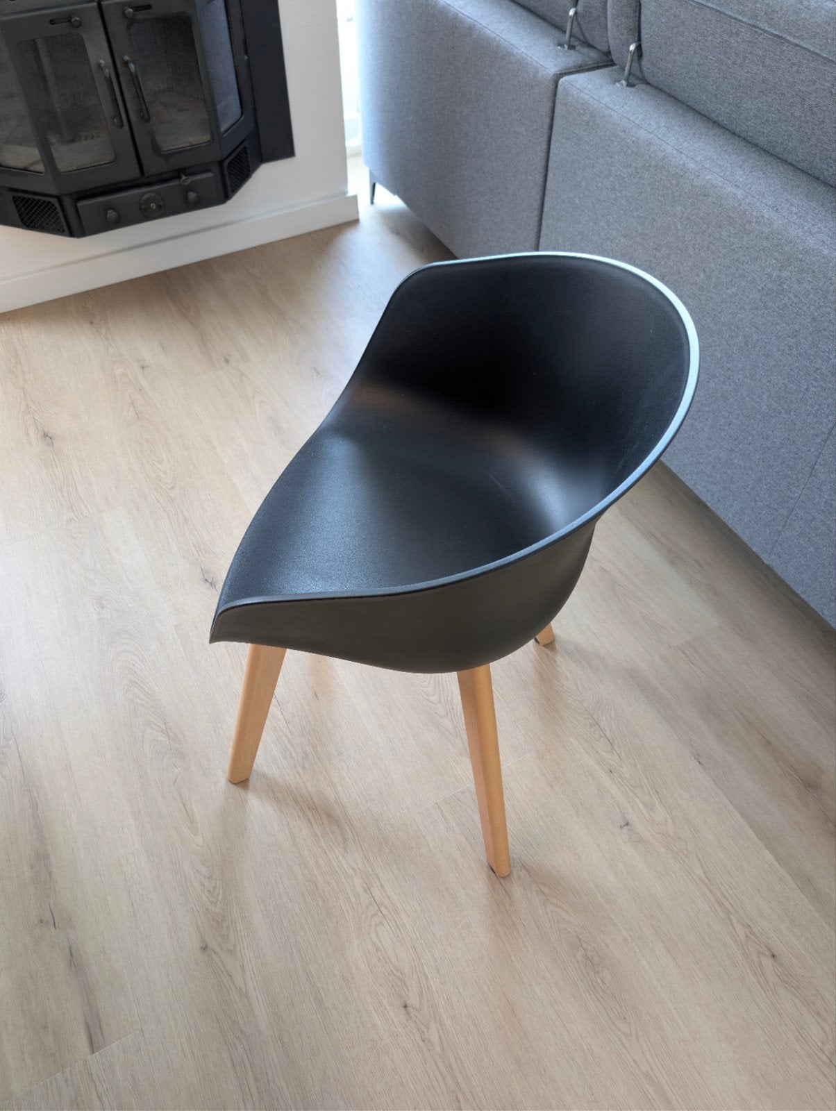 4 Zwarte Kuipstoelen met Houten Poten, Huis en Inrichting, Gebruikt, Zwart, Vier, Ophalen