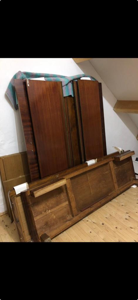Art deco wortelnotenhouten linnen kast, Ophalen, Gebruikt, 150 tot 200 cm, Minder dan 100 cm