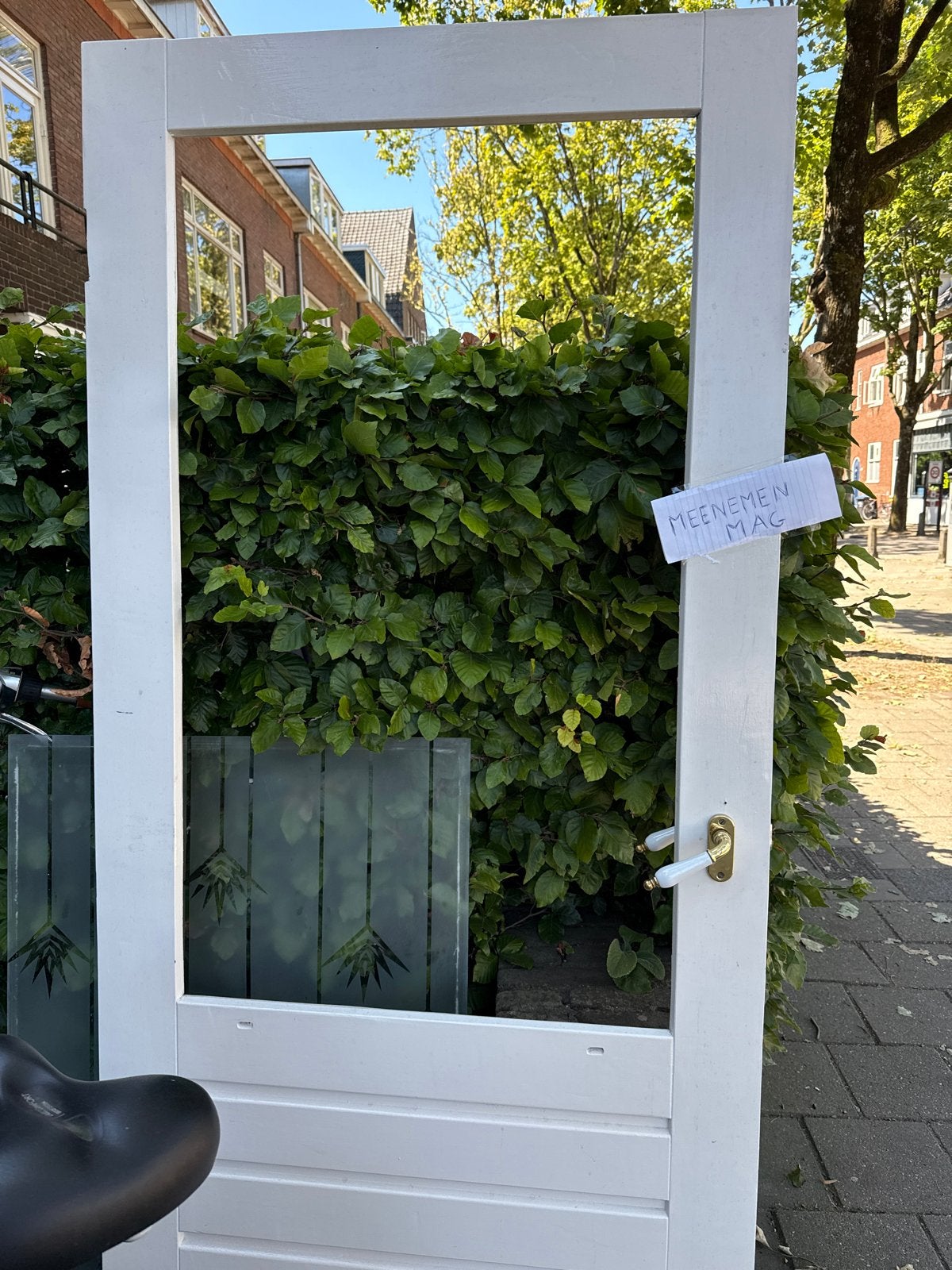 Witte buitendeur met houten panelen 88x206., Ophalen, Gebruikt, 80 tot 100 cm, Binnendeur