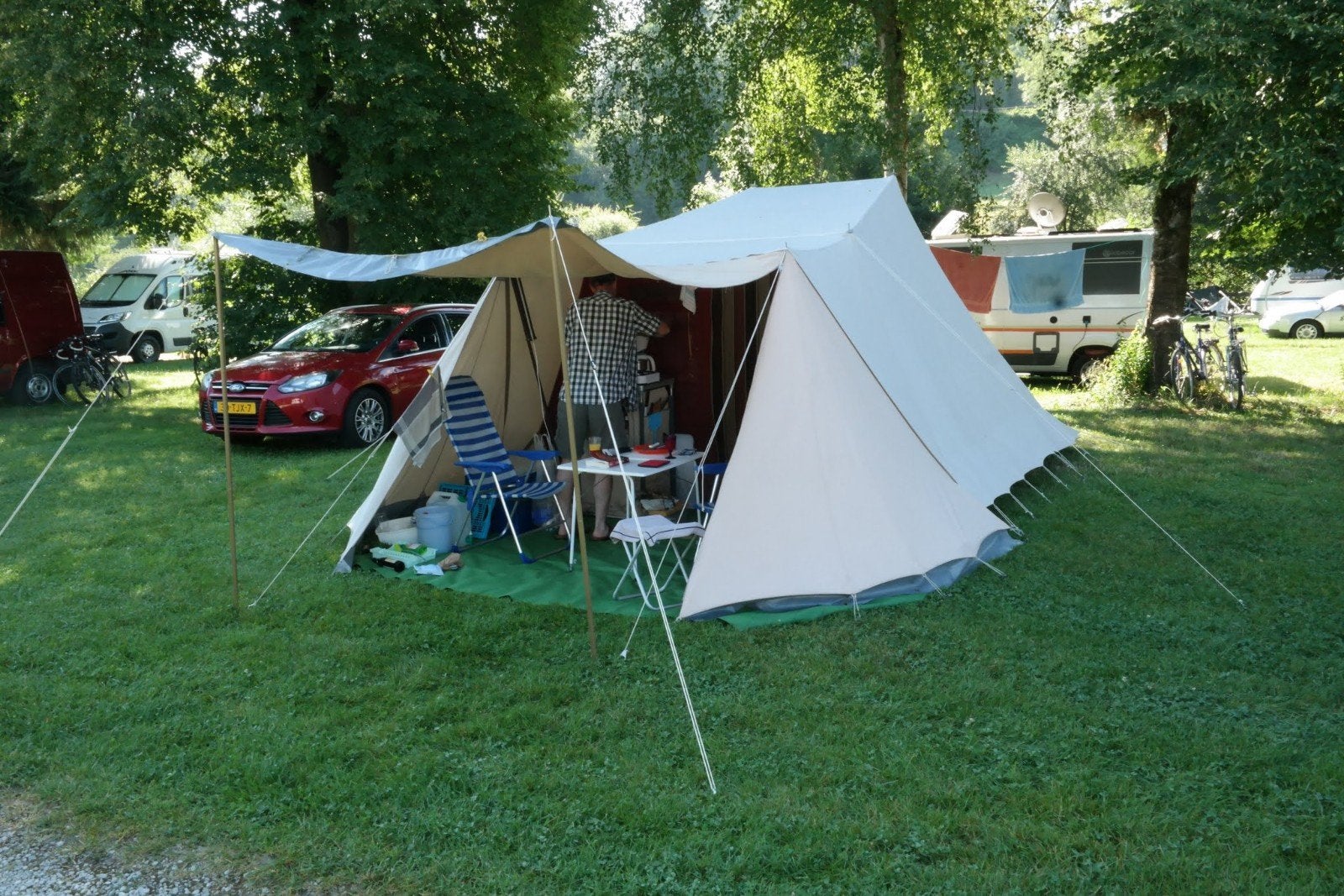 Ruime De Waard Jan van Gent tent met zijschermen en luifel, Caravans en Kamperen, Ophalen, Gebruikt, Tot en met 5