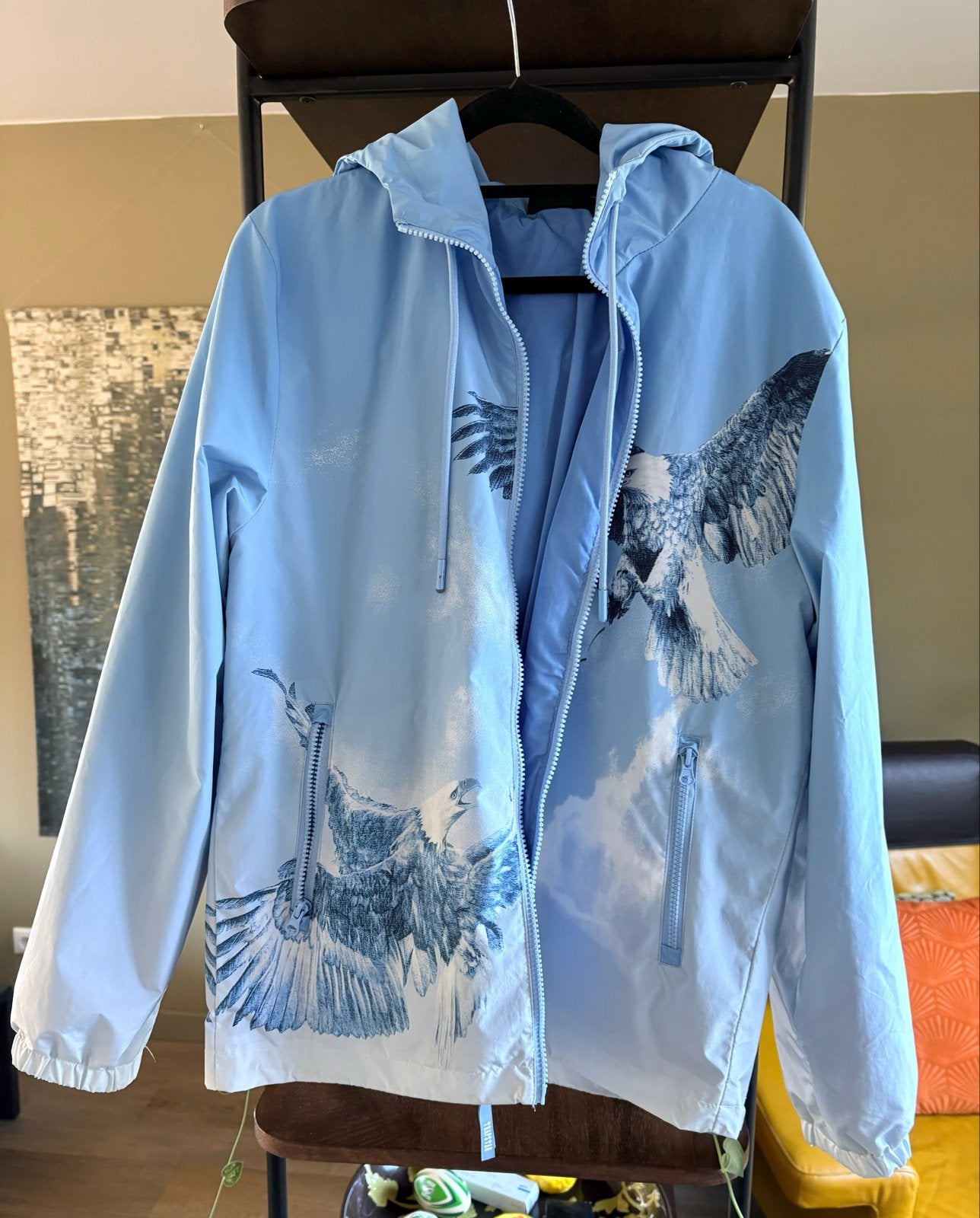 Trapstar Irongate T Jacket - Lichtblauw met Adelaarsprint, Ophalen of Verzenden, Gedragen, Maat 48/50 (M), Blauw