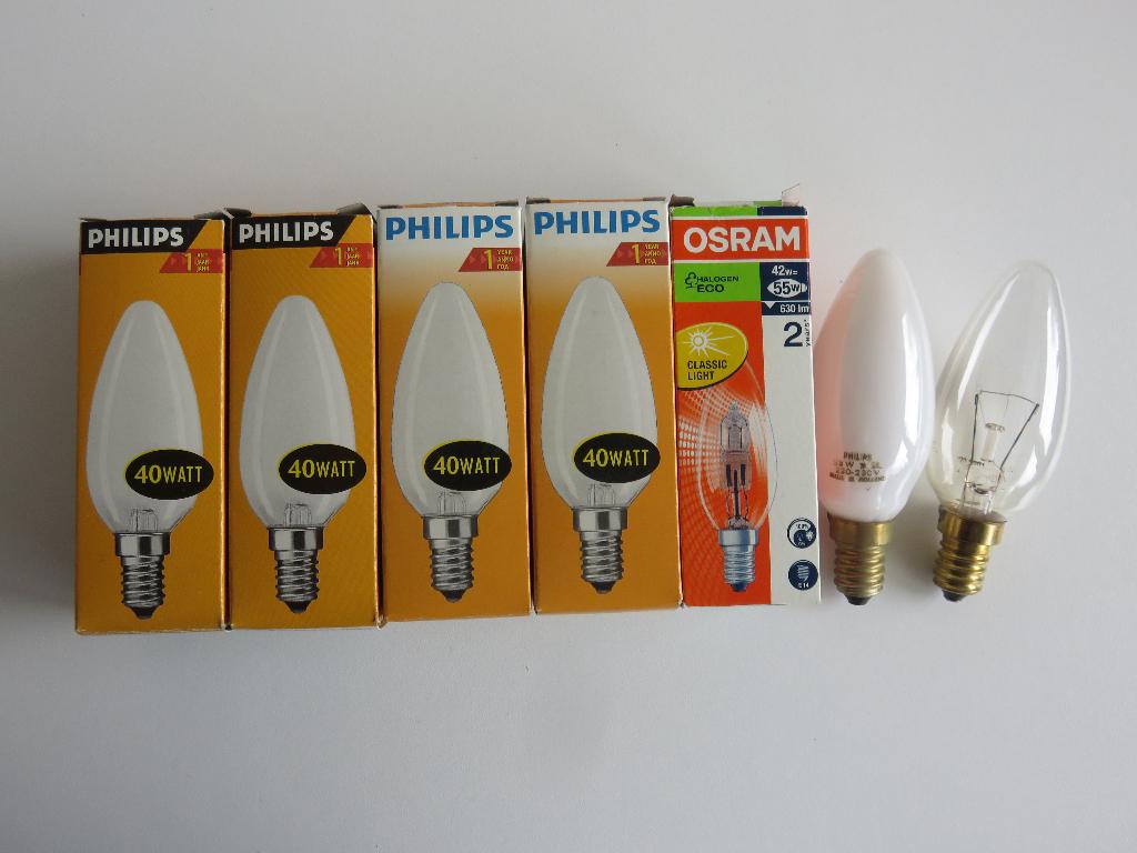 7 Philips / Osram gloeilampen kaarslampen 40W E14 fitting, 30 tot 60 watt, Gloeilamp, E14 (klein), Ophalen of Verzenden