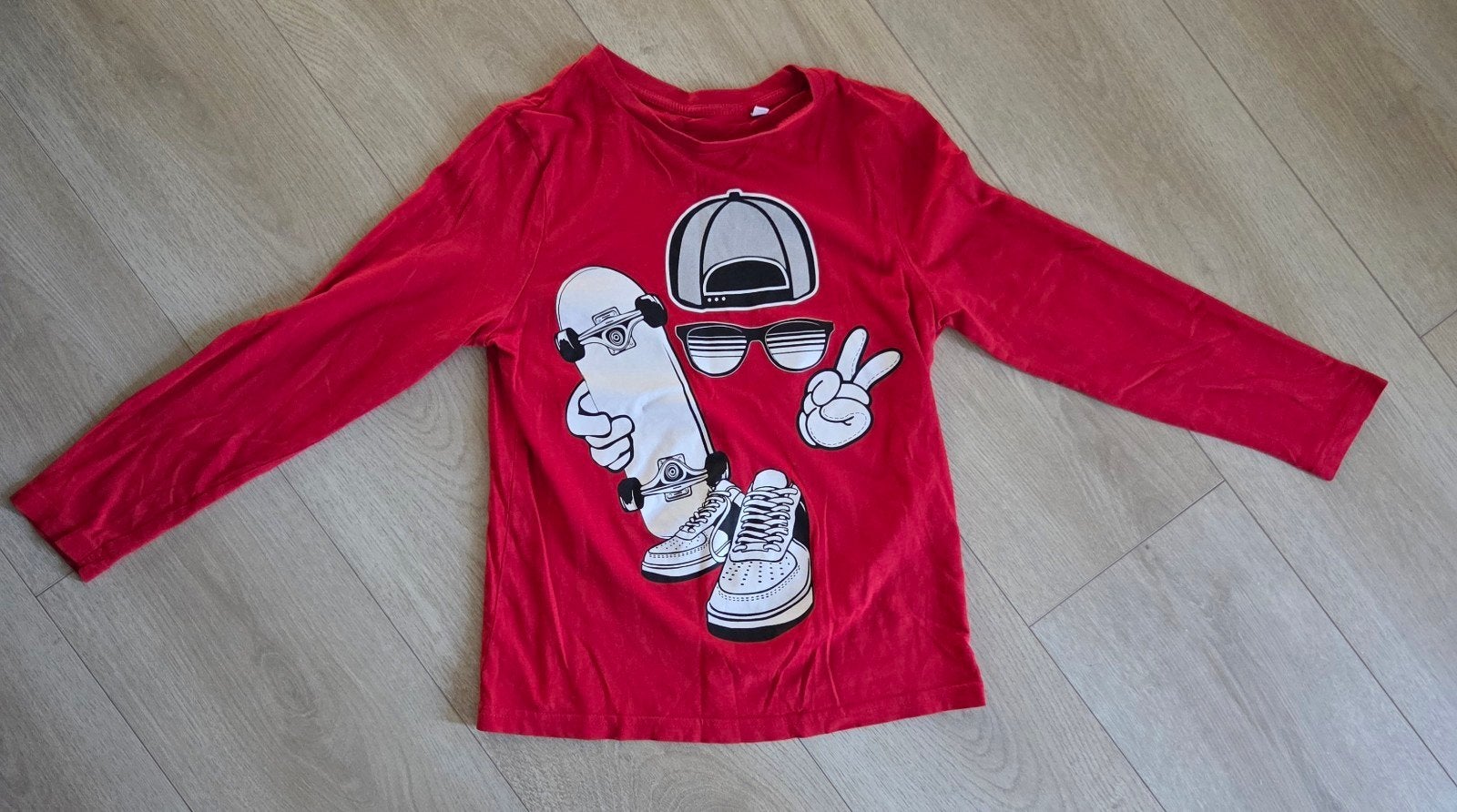 Rood shirt met lange mouwen, maat 134/140, Kinderen en Baby's, Kinderkleding | Maat 134, Gebruikt, Ophalen of Verzenden, Shirt of Longsleeve