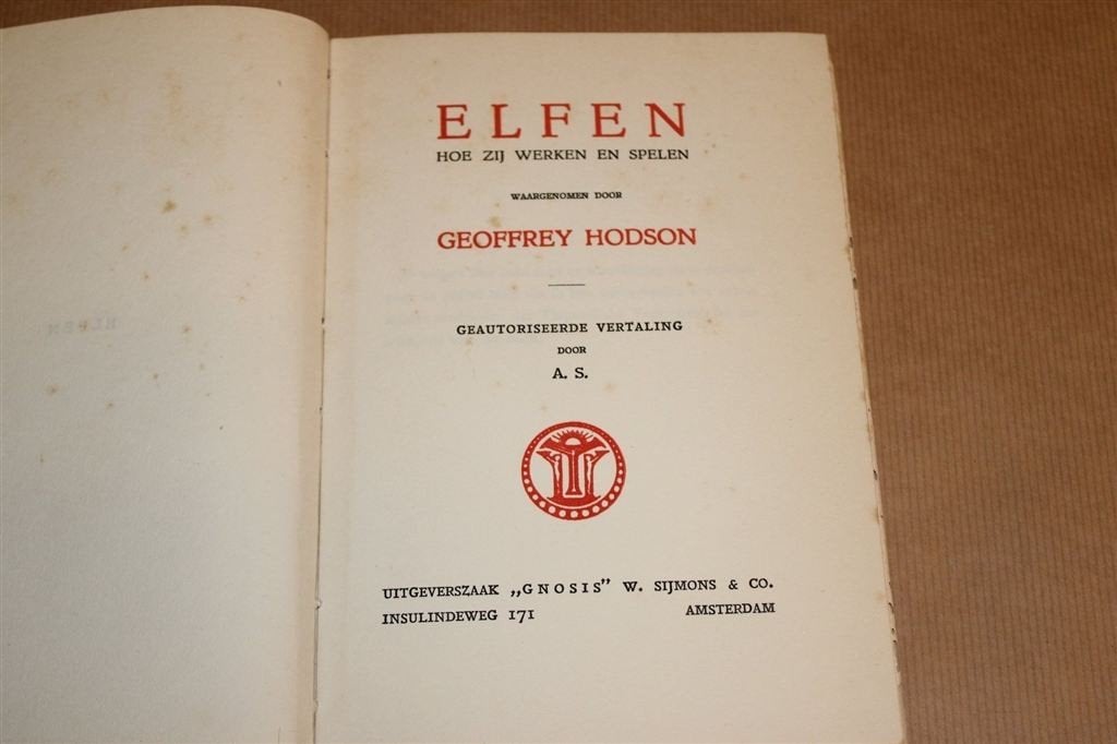Elfen — Zeldzaam — Hodson — Gnosis, 1942, Ophalen of Verzenden, Gelezen, Overige onderwerpen, Achtergrond en Informatie