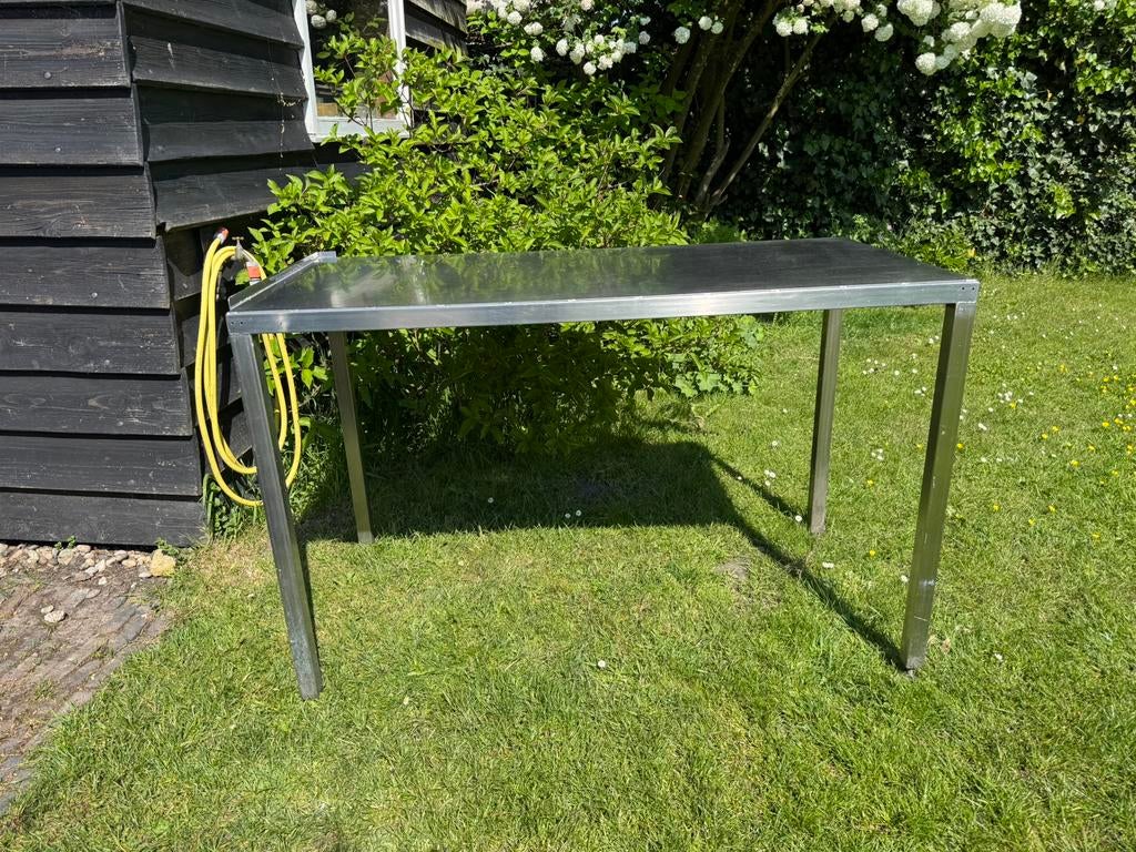 Roestvrijstalen werktafel met verstebare poten, Zakelijke goederen, Horeca | Meubilair en Inrichting, Ophalen, Gebruikt