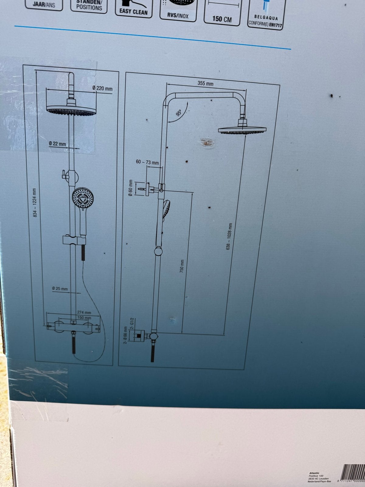 Complete badkamer set - Douche - wastafel(-meubel), Ophalen, Nieuw, Rvs, Douche