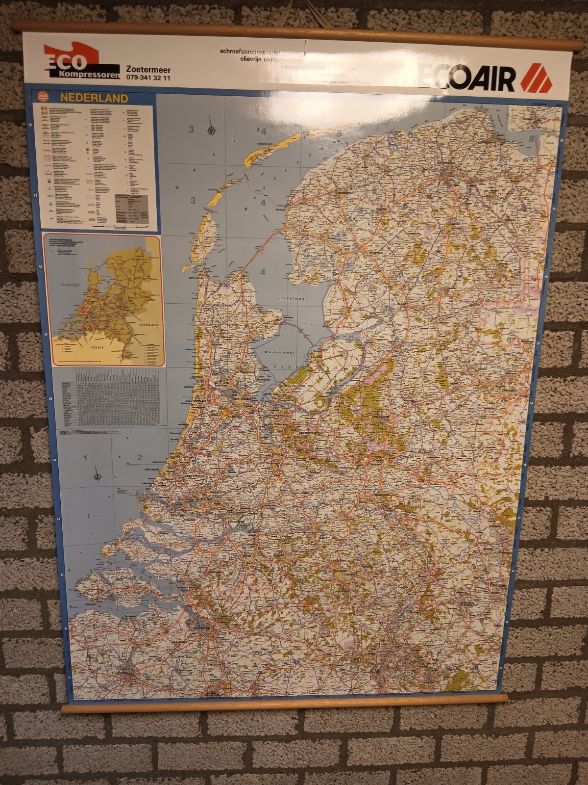 Grote gedetailleerde landkaart van Nederland, Ophalen of Verzenden, 1800 tot 2000, Nederland, Landkaart