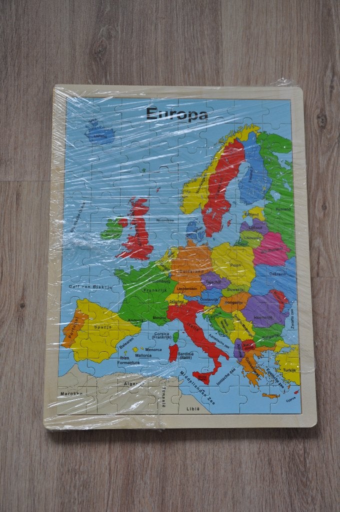 houten legpuzzle europa, puzzel europa, Ophalen of Verzenden, Minder dan 500 stukjes, Nieuw, Legpuzzel