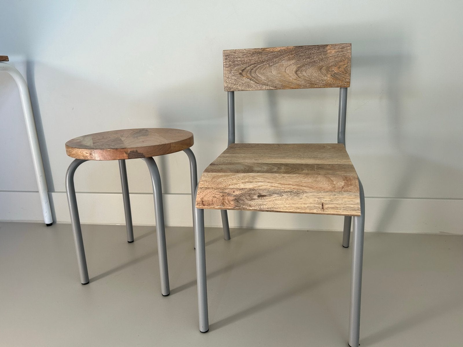 Kidsdepot stoel en krukje  hout en metaal, Ophalen, Zo goed als nieuw, Stoel