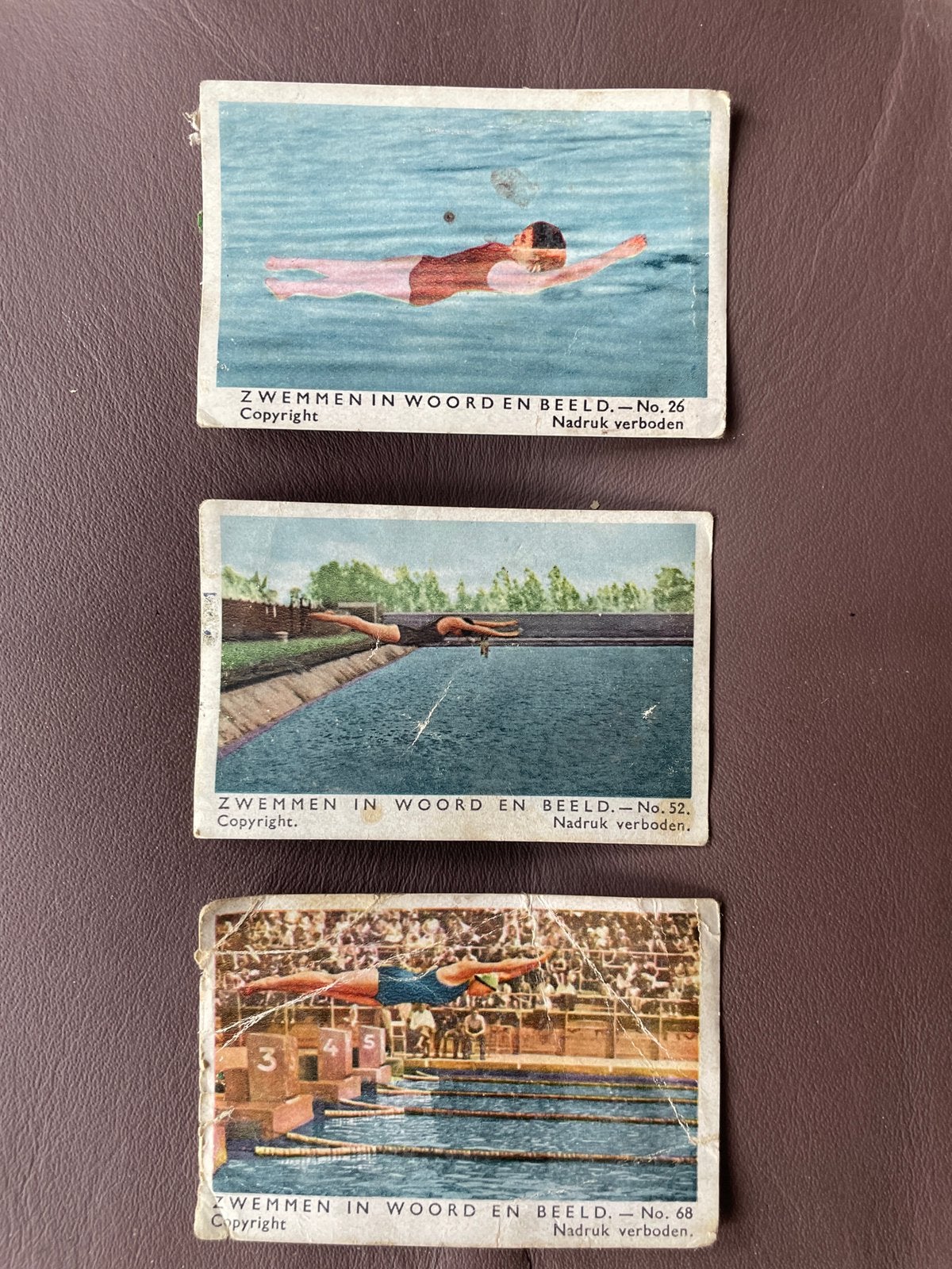FOTOKAARTJES ‘ZWEMMEN IN WOORD EN BEELD’ UIT DE JAREN 30, Ophalen, Voor 1940, Gebruikt