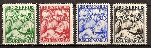 Suriname NVPH nr 141/4 ongebruikt Groene Kruis 1929, Postzegels en Munten, Postzegels | Suriname, Ophalen of Verzenden, Postfris