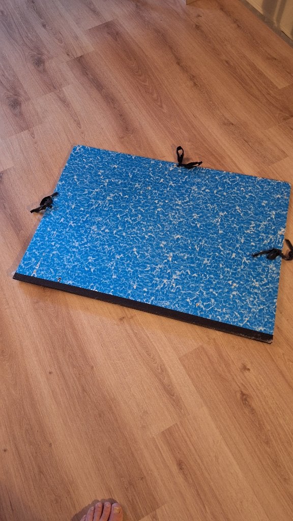 Tekenmap - Blauw met Marmerpatroon 85 / 60 cm., Ophalen, Gebruikt