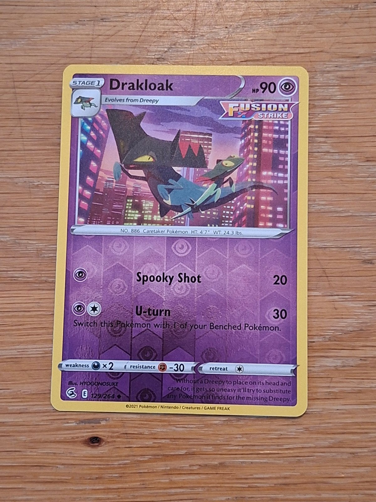 Drakloak 129/264 Reverse Holo Fusion Strike Pokémon Kaart, Ophalen of Verzenden, Zo goed als nieuw, Losse kaart, Foil