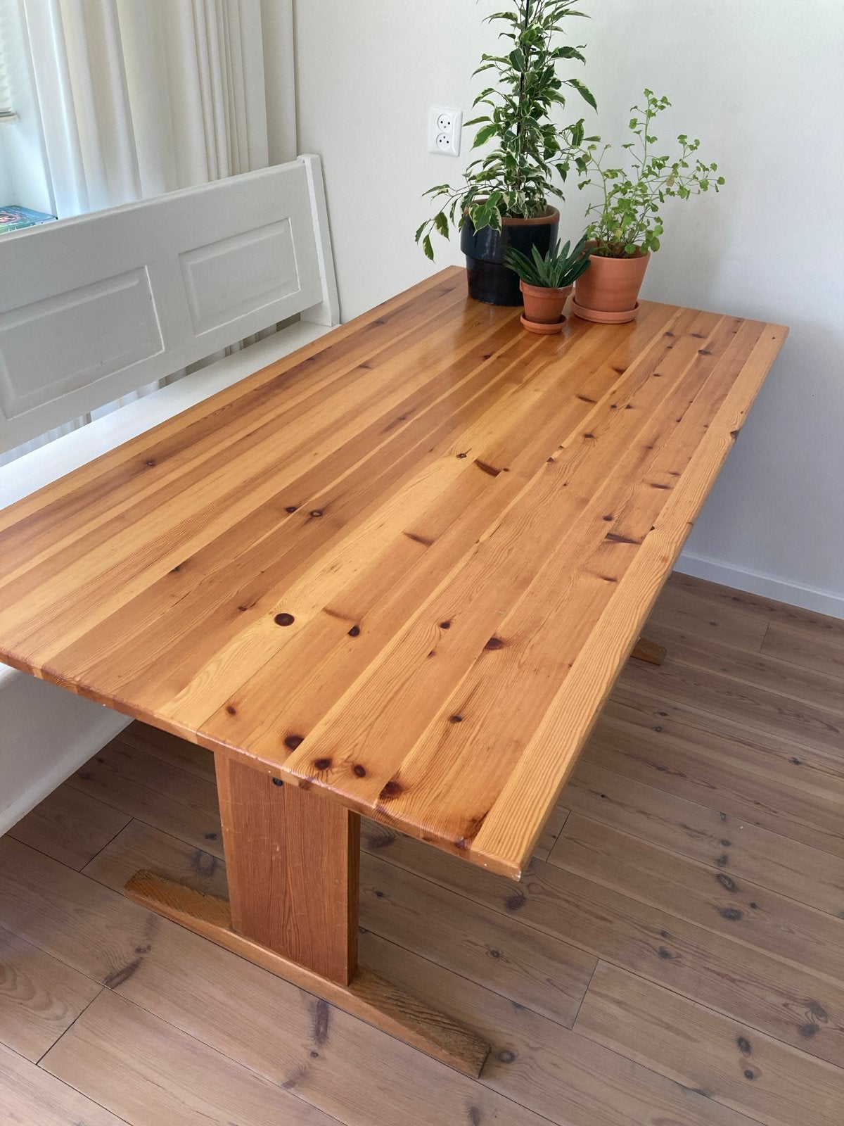 Robuuste grenen eettafel - 153x77x73,5 hoog, Ophalen, Gebruikt, 50 tot 100 cm, 150 tot 200 cm