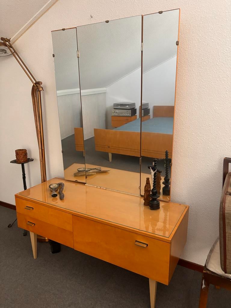 Retro kaptafel met spiegel en ladekast, Antiek en Kunst, Antiek | Meubels | Kasten, Ophalen